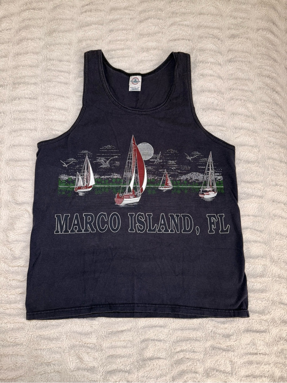 Vintage Marco Island FL Sailboat Tank Top Size L